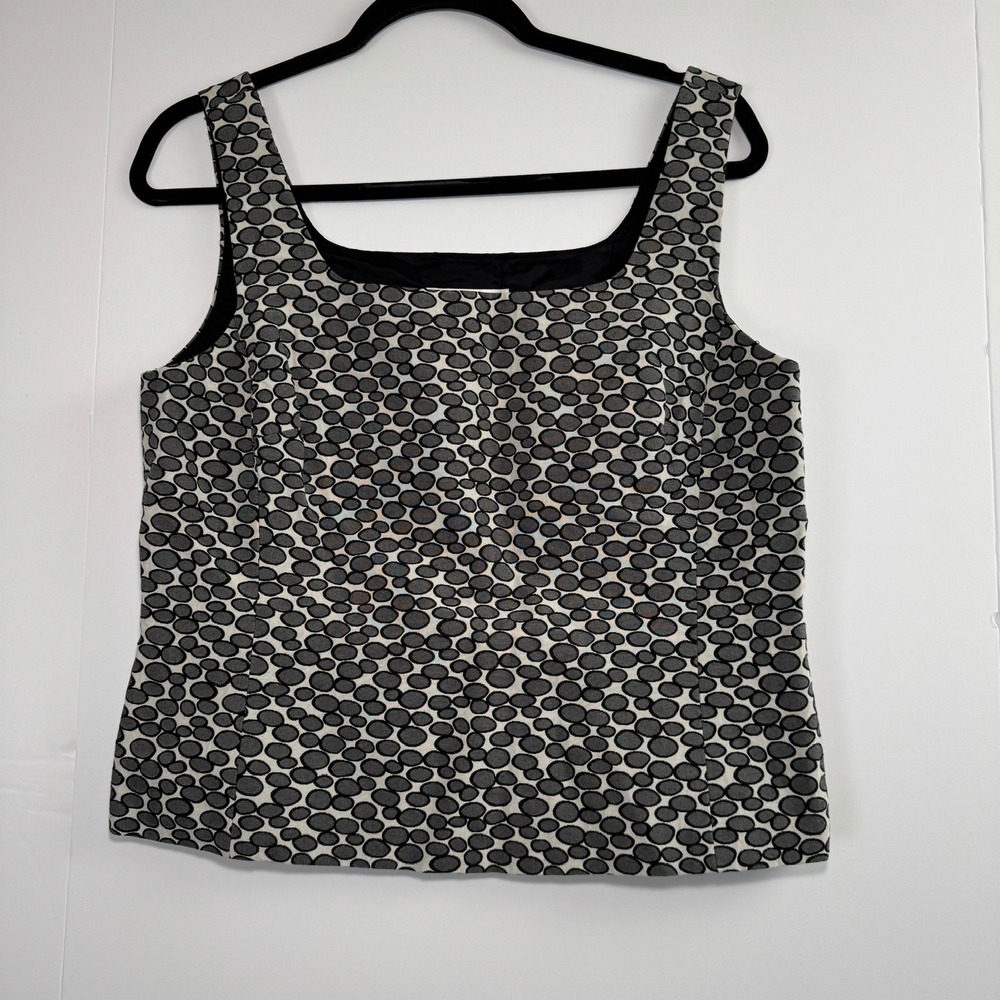 Doncaster Women Grey Black Cotton Silk Pebble Jacquard Square Neck Shell Top 14